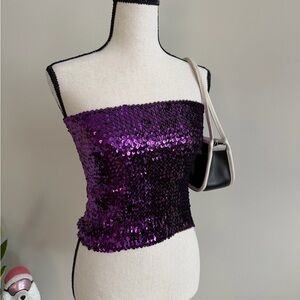 Purple Sequin Tube Top